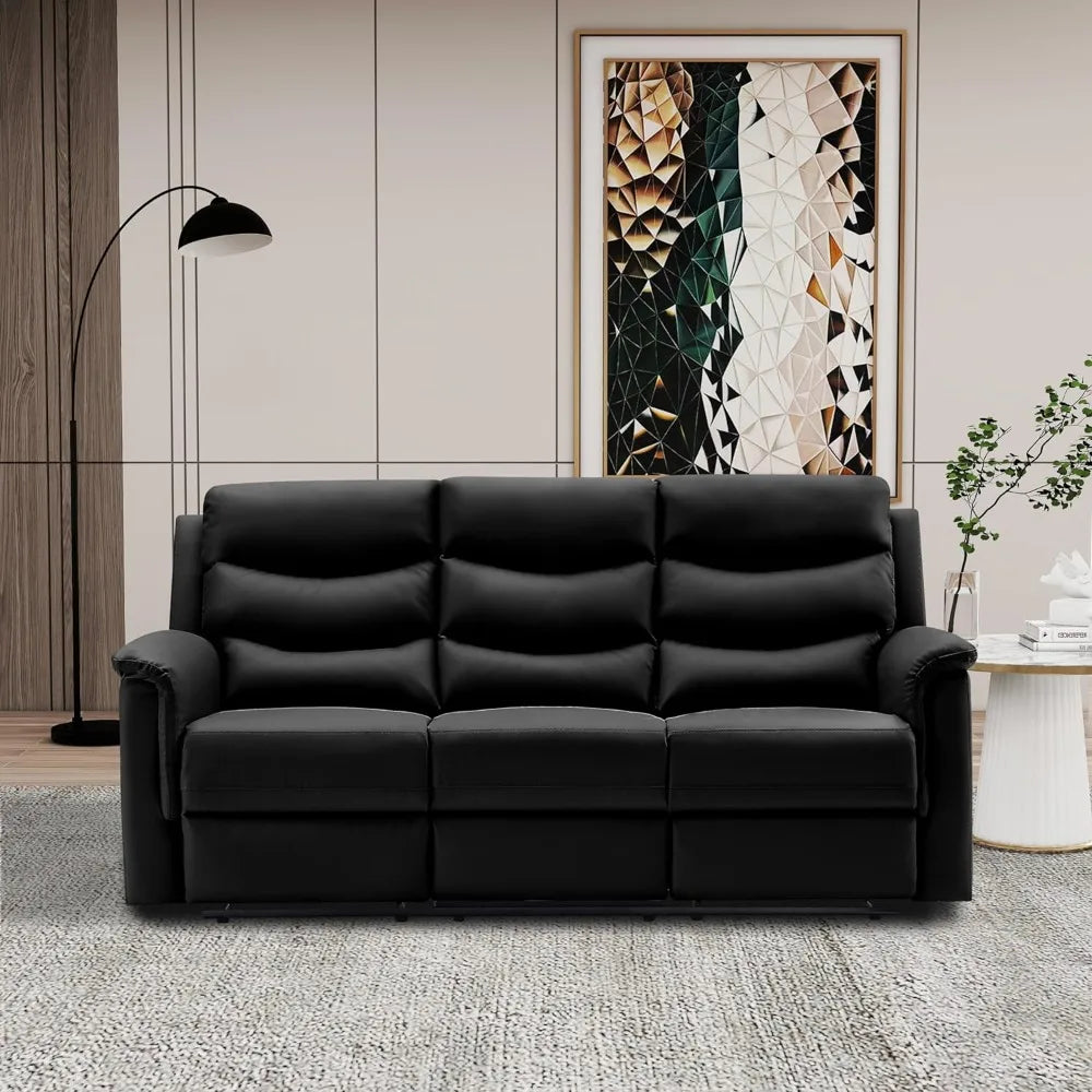 Manual Reclining Sectional Sofa Living Room Sets,Faux Leather Motion Sofa & Loveseat Couch,Footrest Home Theater Seating