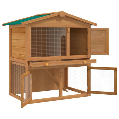 Clapier d'extérieur pour lapins et petits animaux Cage pour animaux de compagnie 3 portes Maison en bois pour petits animaux