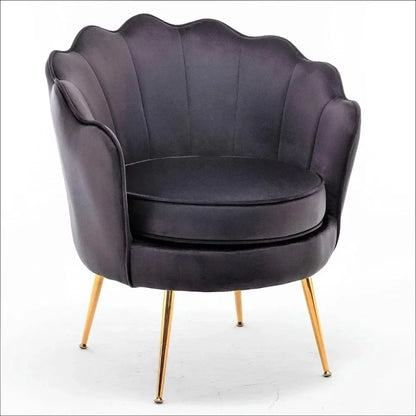 Chaise d'appoint en velours Furniture Direct avec silhouette festonnée et pieds en métal doré Chaises pour meubles de salon Noir