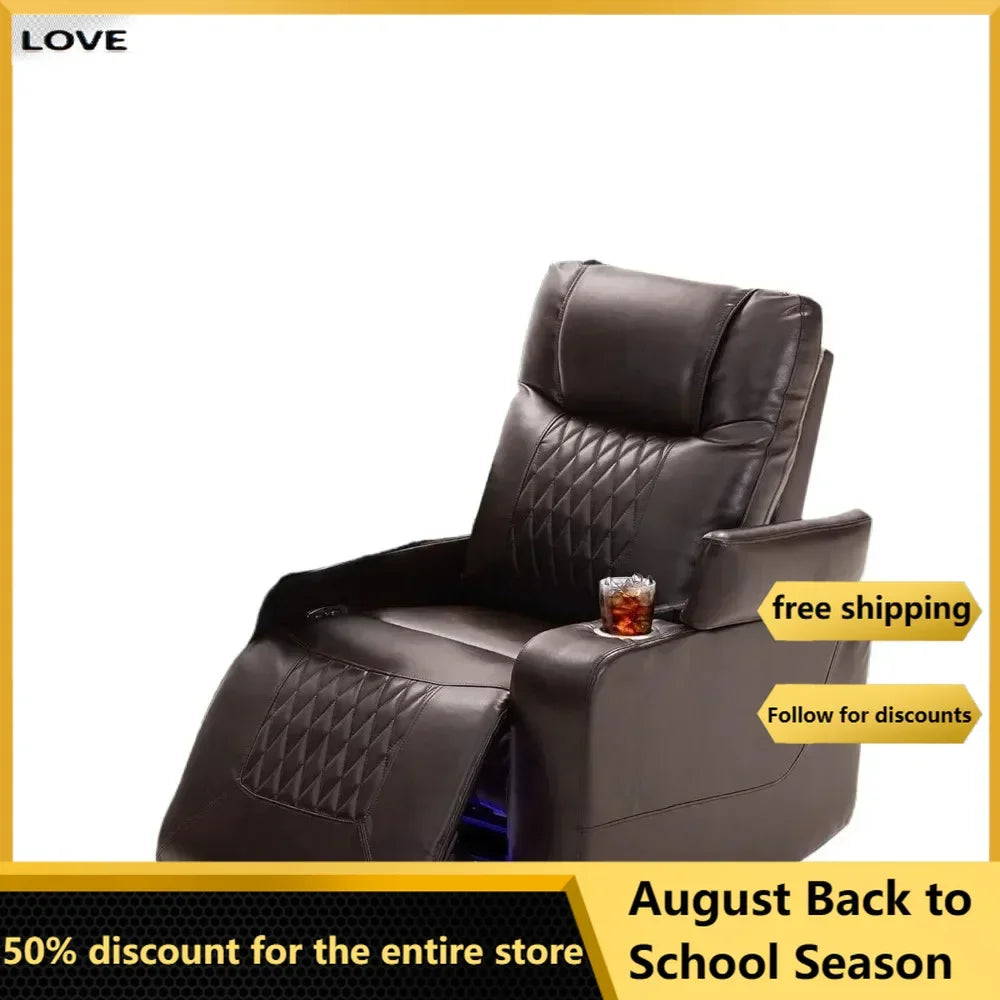 Power Motion Recliner with Ambient Lighting, USB Charge Port,Gaming Recliner Chair Home Theater Seating  chairs living room