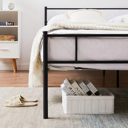 Metal Platform Full Size Bed Frame With Headboard and Footboard 12'' Under-Bed Storage & Strong Slats Support Beds & Furniture