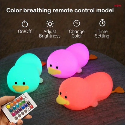 1pc Doudou Canard veilleuse Cadeau enfant lumière douce soin des yeux USB charge minutage automatique claquement lampe silicone