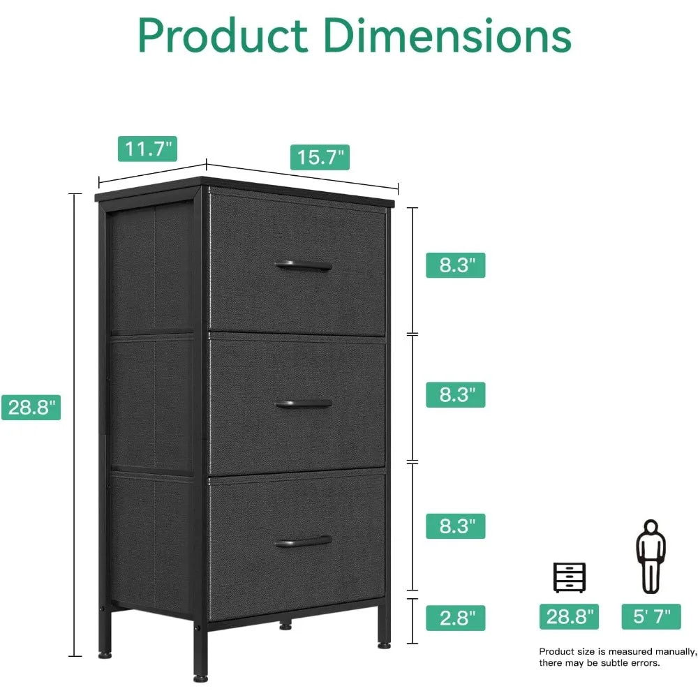 Dresser for Bedroom Nightstand Small Dresser Chest of Drawers End Table for Living Room, Closet Dresser with 3 Storage Drawers