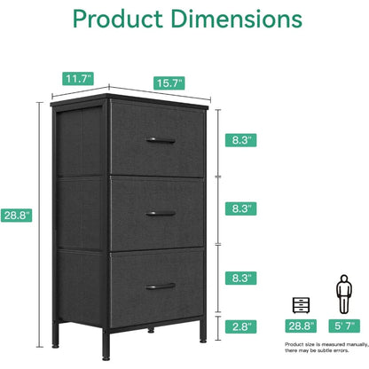 Cómoda para dormitorio, mesita de noche, cómoda pequeña, mesa auxiliar para sala de estar, armario, cómoda con 3 cajones de almacenamiento