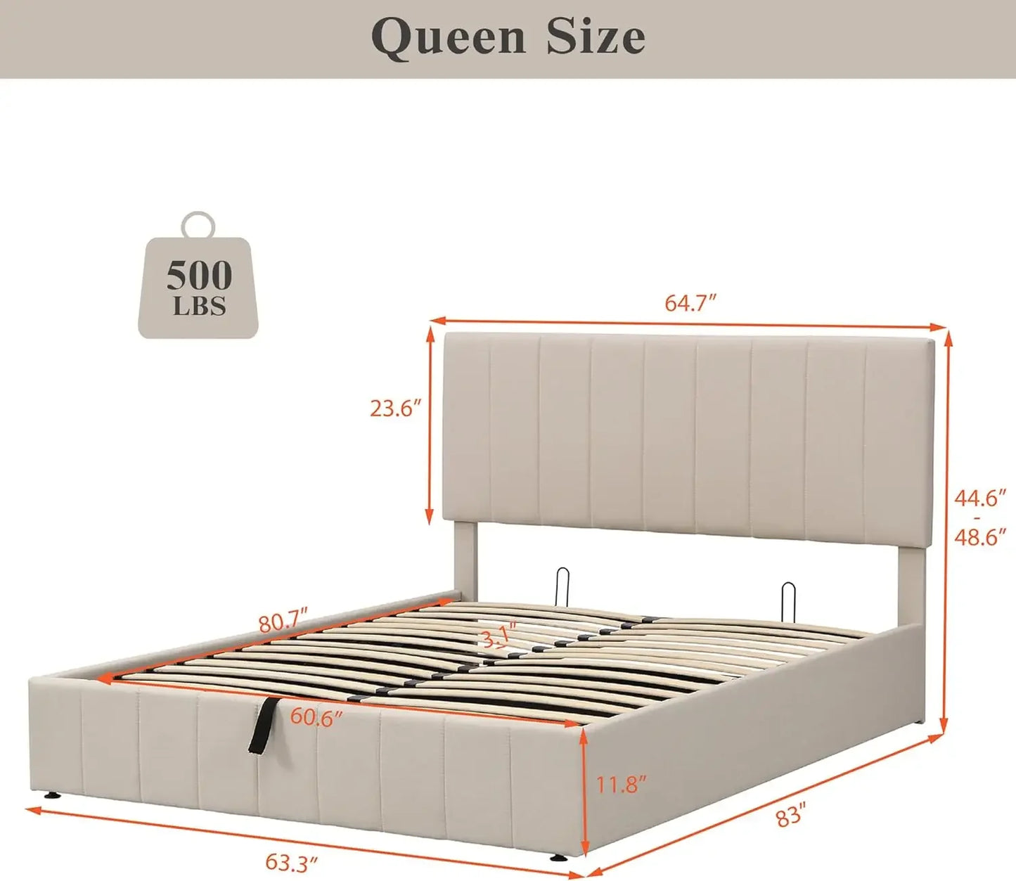 Lift Up Storage Platform Bed Frame Upholstered beds with Tufted Headboard Wooden Slat Support and Under Bed Storage