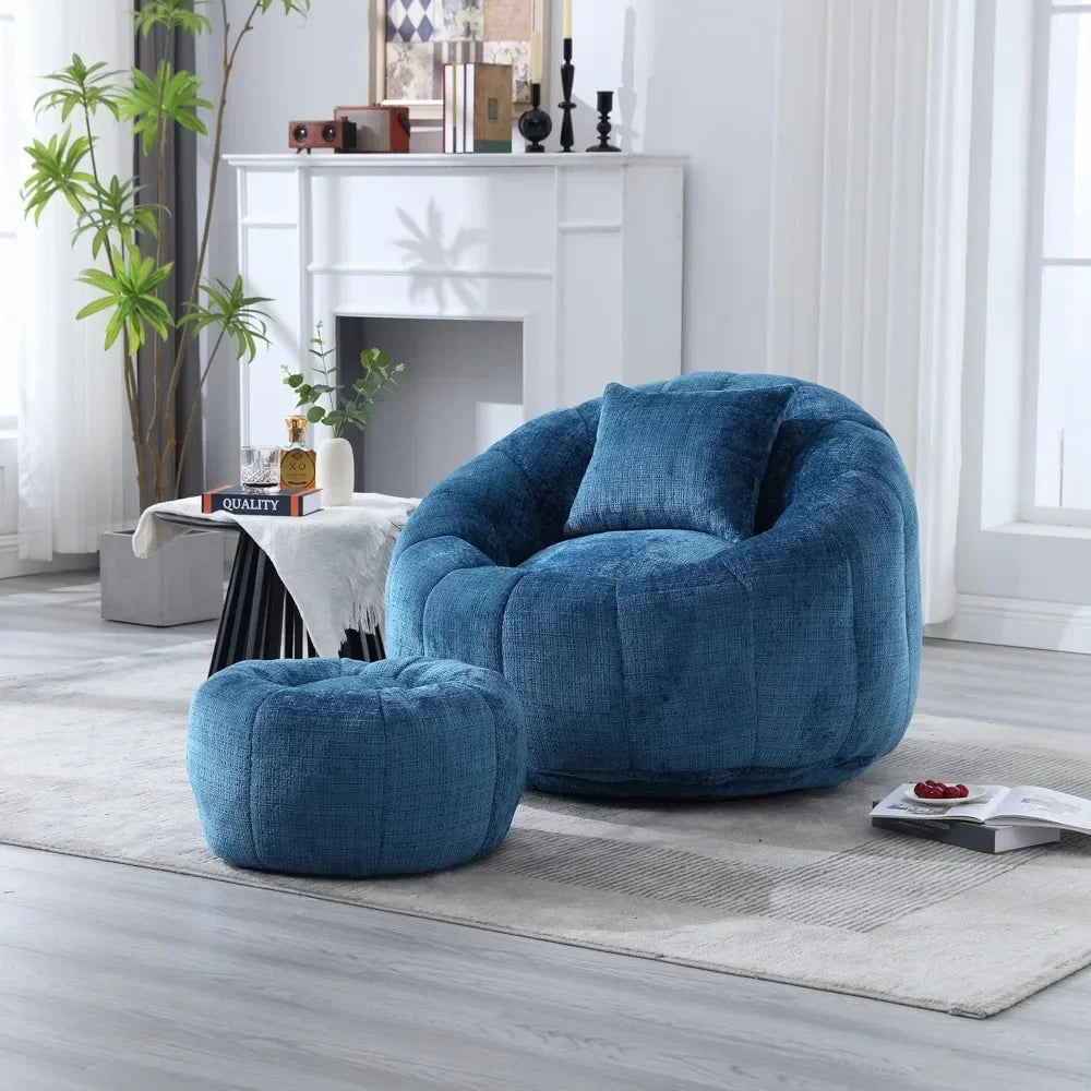 Chaises d'appoint pivotantes, chaise ronde de loisirs avec pouf, canapé simple confortable avec oreiller pour hôtel, salon, chambre à coucher, chaise tonneau