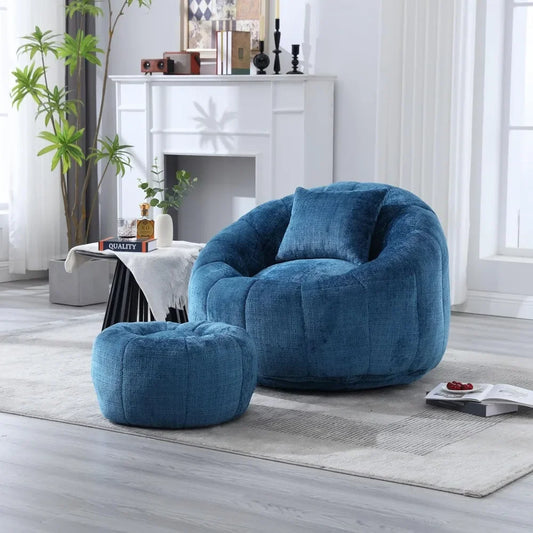 Swivel Accent Chairs,Leisure Round Chair with Ottoman,Comfy Single Sofa with Pillow for Hotel,Living Room,Bedroom,Barrel Chair