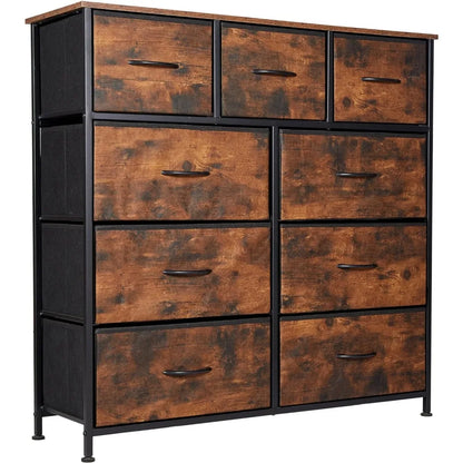 Tall Dresser for Bedroom with 9 Drawers, Storage Dresser Organizer Unit, Fabric Dresser for Bedroom, Closet,