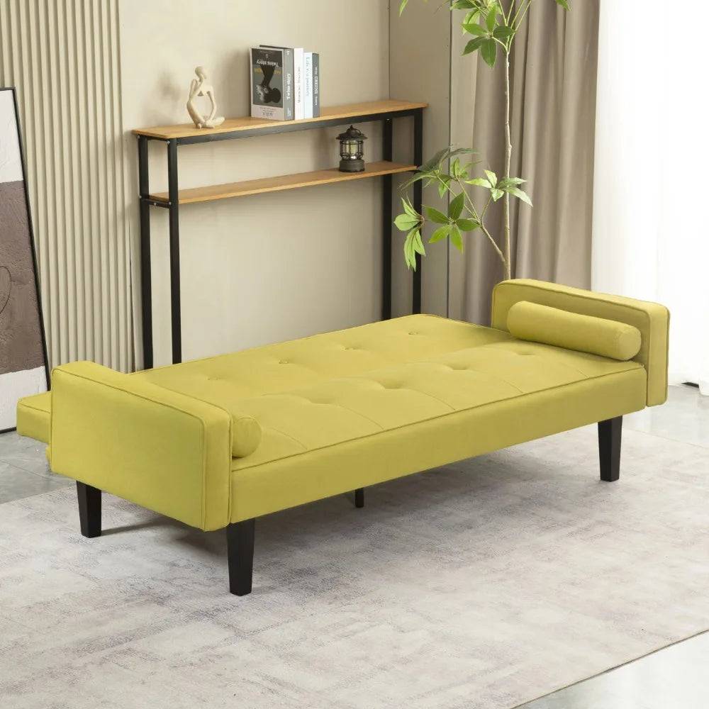 2024 New Modern Futon Sofa Bed, Convertible Folding Sofa Couch, LoveSeat Couch Living Room Folding Sleeper with 2 Pillows