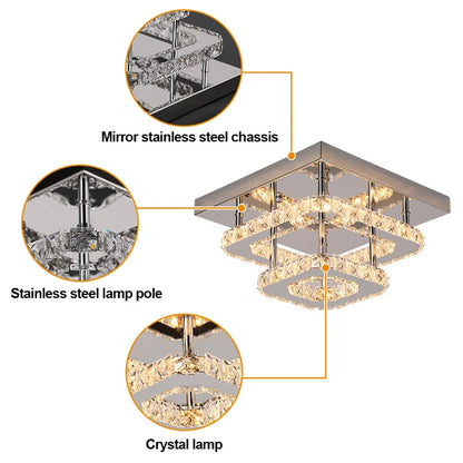 Lustre de plafond en cristal K9, luminaire suspendu pour couloir d'intérieur, éclairage de vestiaire, luminaire de plafond décoratif à LED pour allée