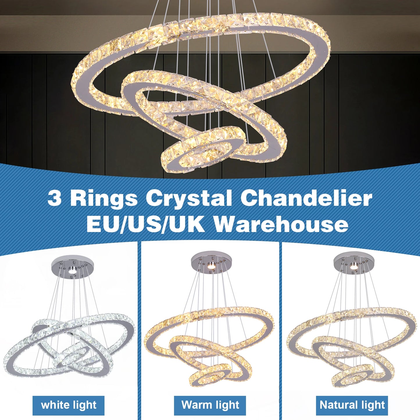 Modern Luxury Crystal Led Ceiling Chandelier Lamp Dining Room Lustre Luminaria Pendant Light Living Room lamparas colgantes para