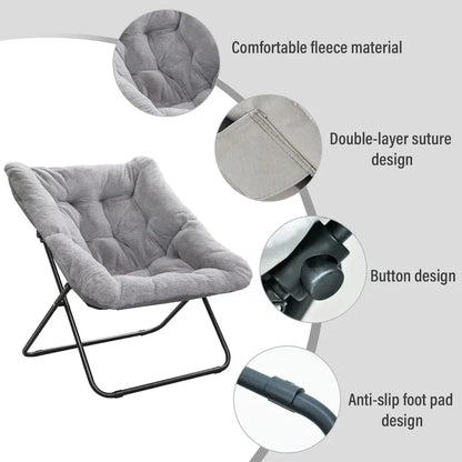 Sillón plegable extragrande de piel sintética suave, sillón reclinable, sillón con estructura de metal para dormitorio, sala de estar y dormitorios