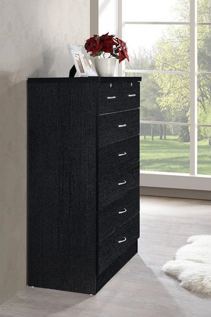 7 Drawer Wood Dresser for Bedroom, 31.5 inch Wide Chest of Drawers, with 2 Locks on the Top Drawers, Storage Organization