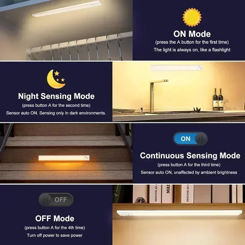 Luz nocturna LED inalámbrica Xiaomi con sensor de movimiento, recargable por USB, para armario de cocina, lámpara de escritorio, decoración de habitación