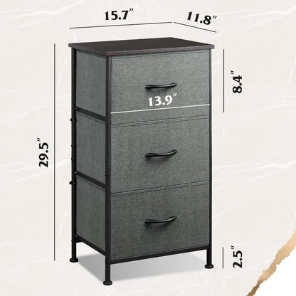 Commode à 3 tiroirs, table de nuit en tissu, meuble de rangement, commode de rangement pour chambre à coucher, couloir, entrée, placards, robuste