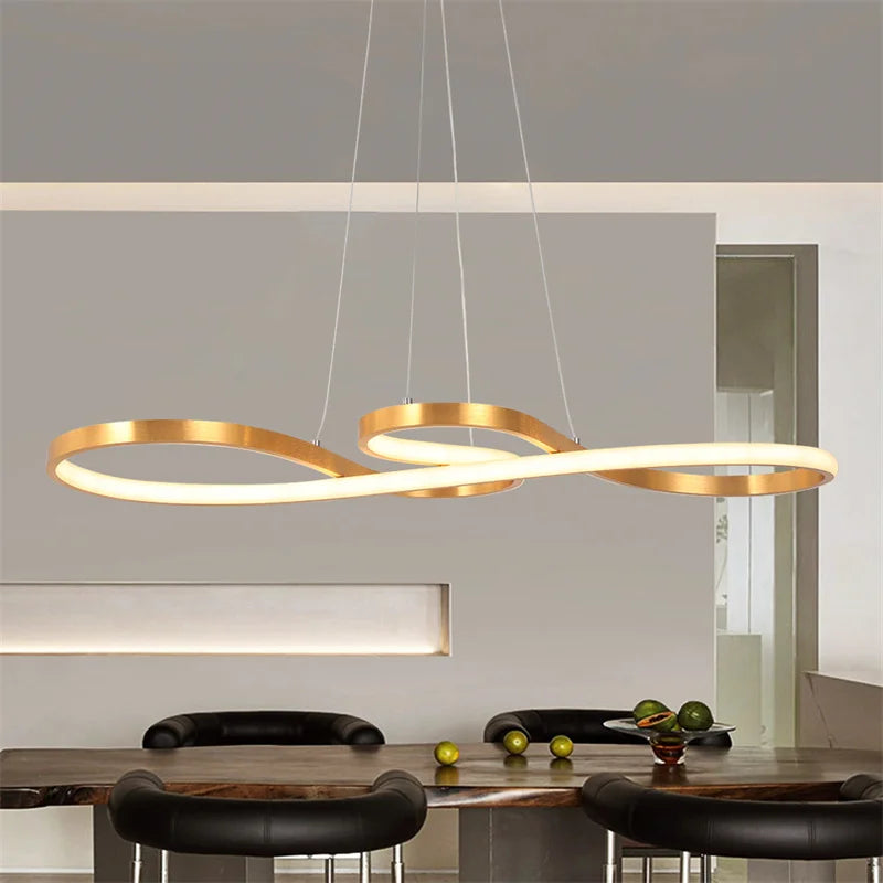 Lustre d'art d'intérieur avec télécommande à intensité variable, luminaire suspendu à LED simple pour salle à manger, luminaire suspendu de cuisine