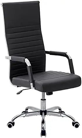 Silla de oficina acanalada con respaldo alto de cuero sintético, silla ejecutiva para conferencias, silla giratoria ajustable () Silla plegable Mesas redondas