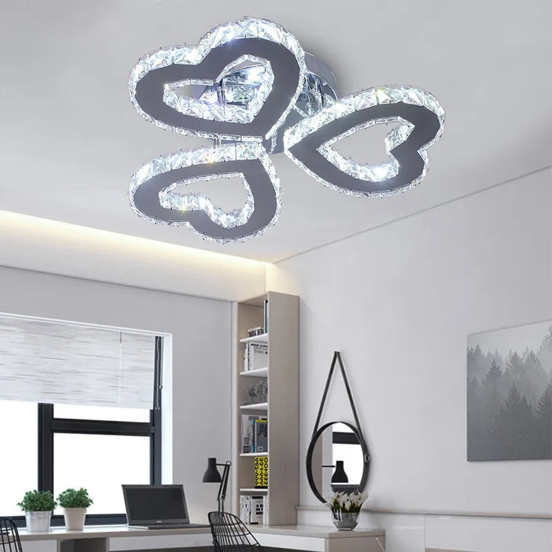 Modern Lustres K9 Crystal Chandelier Ceiling Lamps 3 Rings Stainless Steel Hanging Light Fixture Led Pendant Lamp Home Appliance