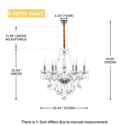 Samger Classic 6 Lights Tassels Chandelier 6 arms Crystal Lustre Light Ceiling Light Lamp Lighting