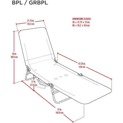 Chaise longue de plage pliable portable avec sac à dos, sangles de sac à dos et pochette de rangement, chaises longues d'extérieur toutes saisons.