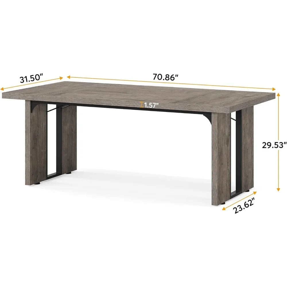 Tribesigns 71" Large Dining Table for 6 to 8 People, Rustic Farmhouse Style Dinner Table, Rectangular Dining Table for Kitchen