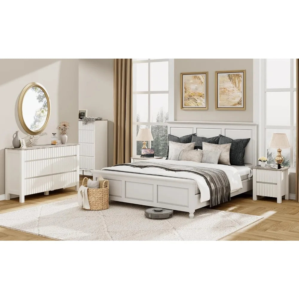 Cómoda para dormitorio, cómoda moderna de 94 pulgadas para dormitorio con 12 cajones, cómoda de madera ancha estilo granja, color blanco