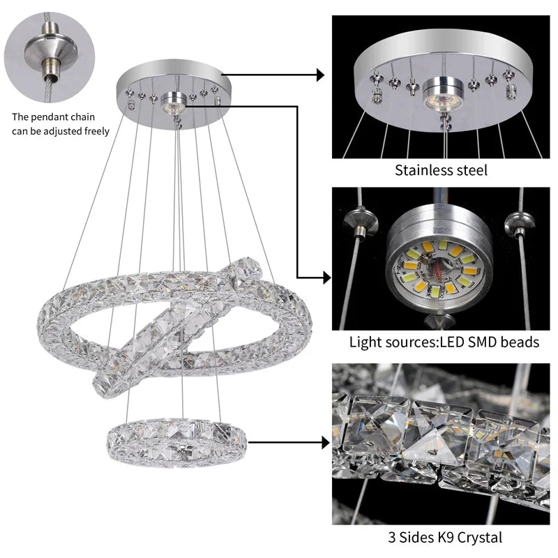 Crystal Chandeliers Luminaria Nordic Pendant Lamp Decorative Led Ceiling Lamps Hanging Light Fixture For Dining Room Bedroom