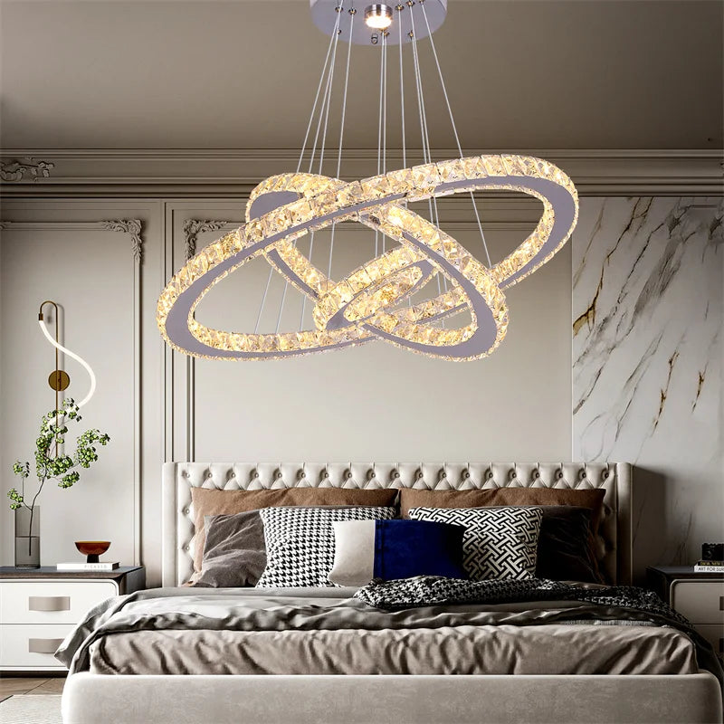 Crystal Chandelier Light Living Room Remote Control Bedroom Pendant Lamps Dining Table K9 Chrome Lustre Ceiling Lamps Luminaires