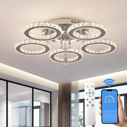 Crystal Led Ceiling Lamp With Remote Control Modern Chandelier Light Hanging Pendant Lamps Indoor Decora Surface Mounted Fixture