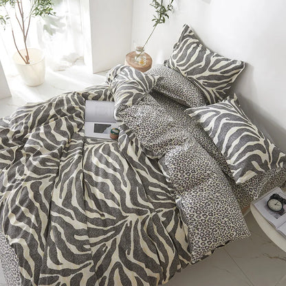 Juego de funda nórdica con estampado de leopardo en blanco y negro con funda de almohada para camas individuales, matrimoniales, queen y king size Juegos de ropa de cama para el hogar sin sábanas