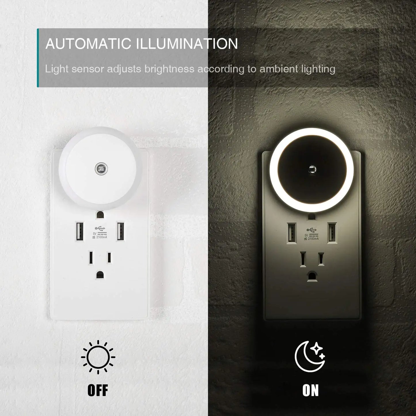 Luz nocturna LED enchufable, sensor de anochecer a amanecer, atenuación automática, ahorro de energía, blanco frío, luz nocturna enchufable a la pared para baño