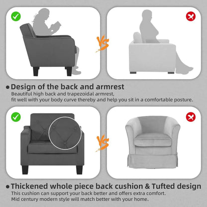 Living room chair accent chair 2-piece set, waiting room armchair, bedroom reading chair, comfortable club chair plush