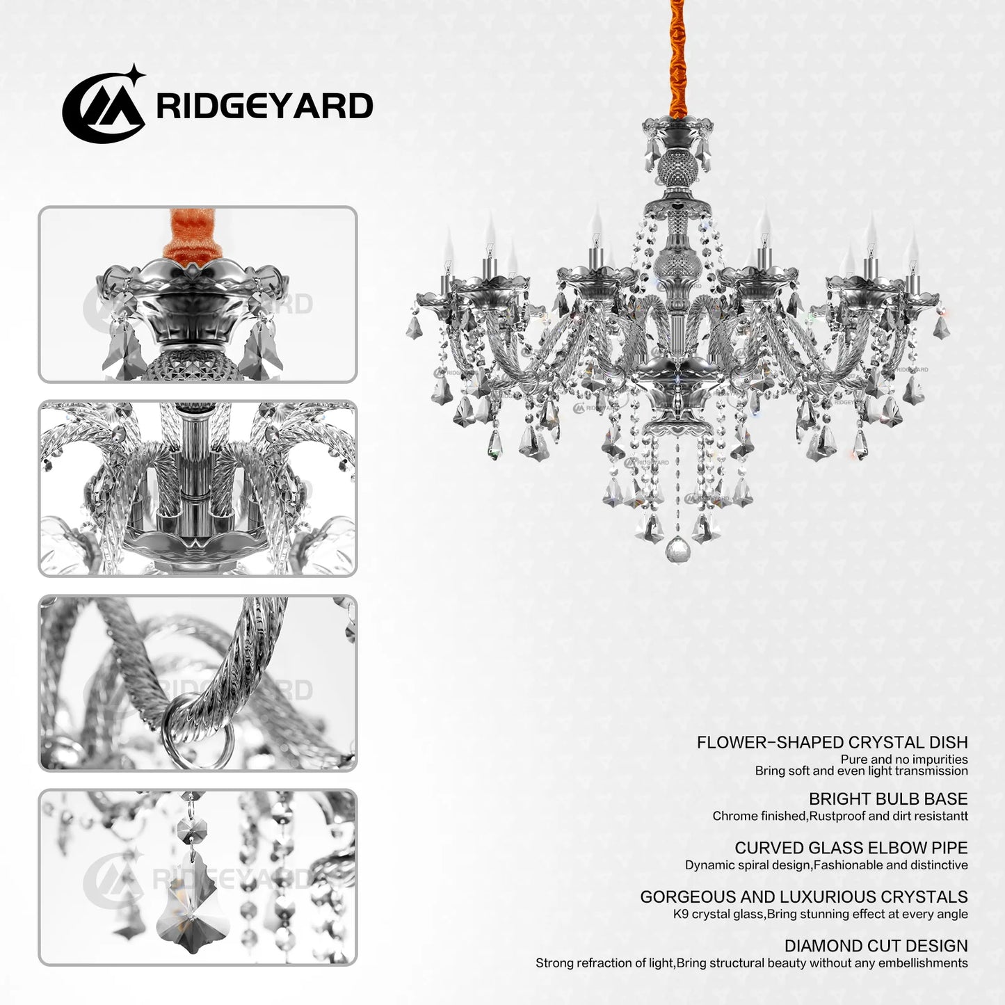 Yonntech 4/6/8/10/15 arms Lights Crystal Chandelier Pendant Ceiling Light Chandelier Lamp Living room light Vintage