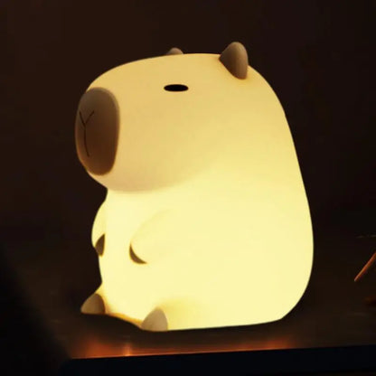 Bonitas luces de noche con forma de capibara, recargables por USB, lámpara de silicona suave con control táctil en forma de capibara para niños, regalos creativos