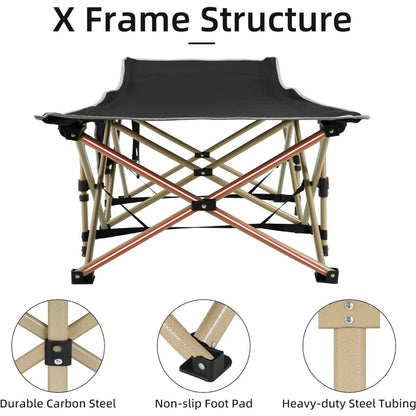 Portable Camping Cot, Sleeping Cot for Adult, 28" Extra Wide Heavy Duty Folding Cot Max Load 600LBS with Thick Mattress