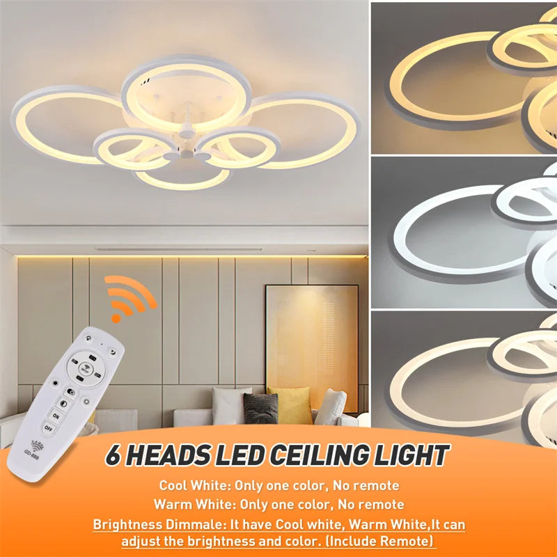 Modern Acrylic Led Chandelier Indoor Bedroom Living Room Dimming Plafond Kitchen Lighting Fixtures Pendant Light Lustres Decor