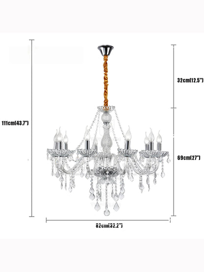 TRY-YEAN 10 Lights Crystal Glass Chandelier Transparent Cognac Color Glass Hanging Lamp For Living Room Bedroom Room Lobby Decro