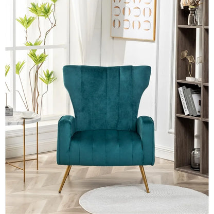 Modern Velvet Accent Chair for Living Room, Bedroom or Office with Stylish Metal Legs, Plush Upholstery and Wood Frame,