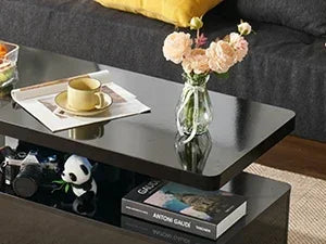 Double-Layer Design for Living Room Green Coffee Table Modern Stylish Coffee Table With 16 Colors LED Lights Black Furniture