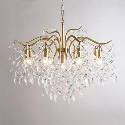 Modern Gold Metal Crystal Chandelier Luxury Living Room Pendant Lamp Art Light