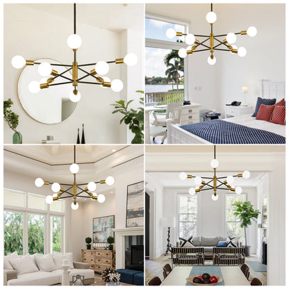 Modern Nordic Sputnik Black Chandeliers LED Lamp 8/10/12Light Home Lighting Indoor Fixtures Pendant Ceiling Not Included Bulbs