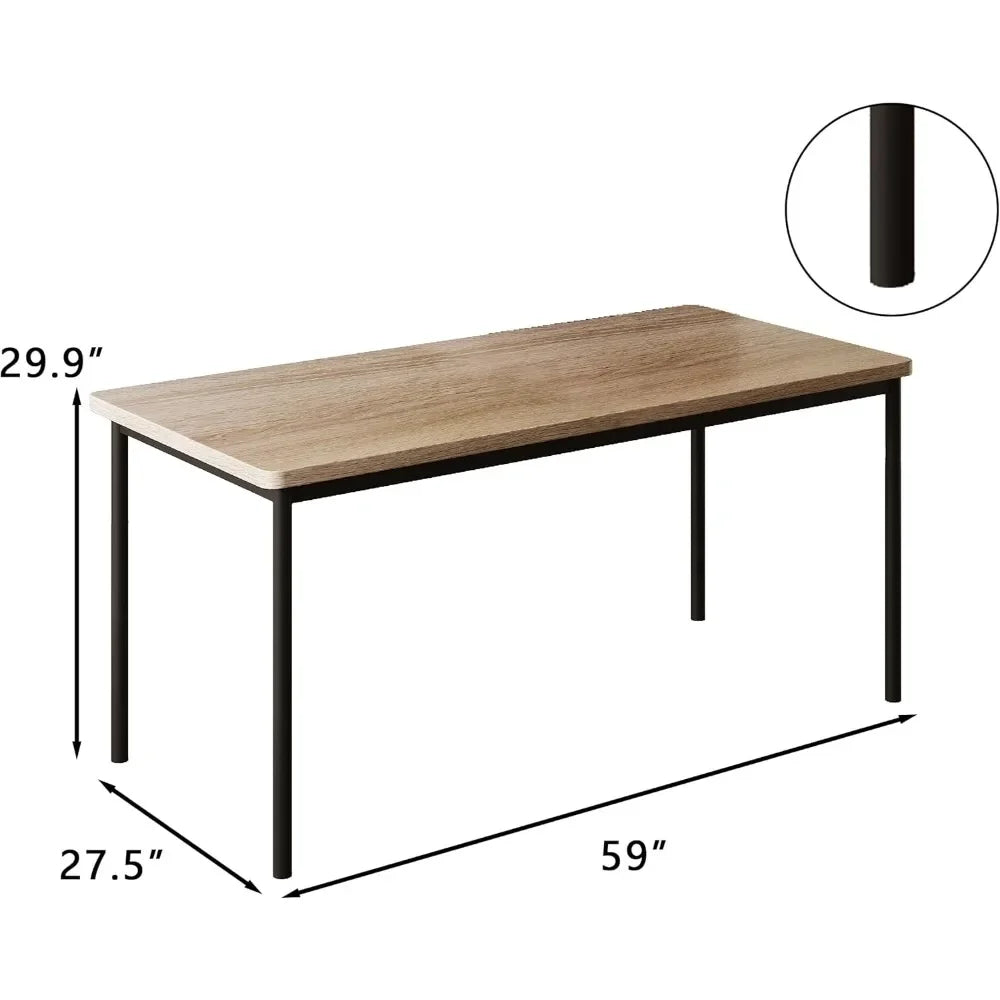 Mesa de comedor para 6, mesa de comedor de madera de 59 pulgadas para cocina, apartamento pequeño (solo mesa)