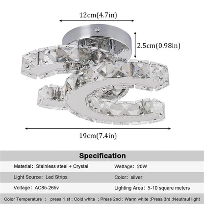 Lámpara de techo de dormitorio simple, lámpara de araña de iluminación LED de cristal adecuada para guardarropa, pasillo, porche, lámpara colgante intercambiable