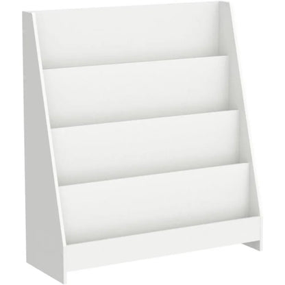 Bibliothèque blanche à 4 niveaux pour enfants, étagère à livres, support de rangement, présentoir, organisateur pour chambre à coucher, bureau, salon