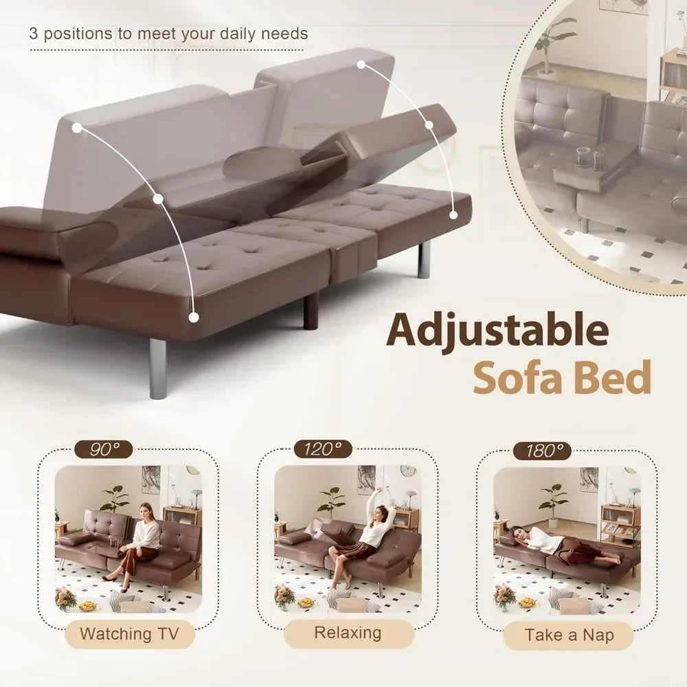 Sofá cama reversible convertible, sofá cama extraíble con chaise longue de almacenamiento, muebles de tela de lino para sala de estar, apartamento