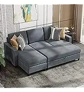 Convertible Sectional Sofas Couches for Living Room,L Shaped Couch with Storage Ottoman,Small Sectional 3 Seater Sofa Small