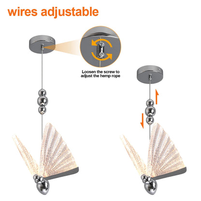 Lámpara colgante de mariposa LED moderna, lámpara colgante para dormitorio, lámpara de techo, lámpara colgante para mesita de noche, sala de estar, hogar, interior