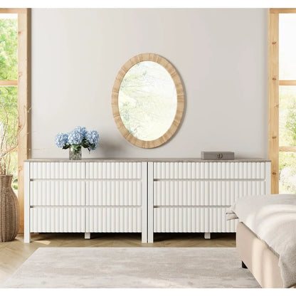 Dresser for Bedroom, 94 Inches Modern Dresser for Bedroom with 12 Drawers, Farmhouse Wide Wood Chest of Drawers, White