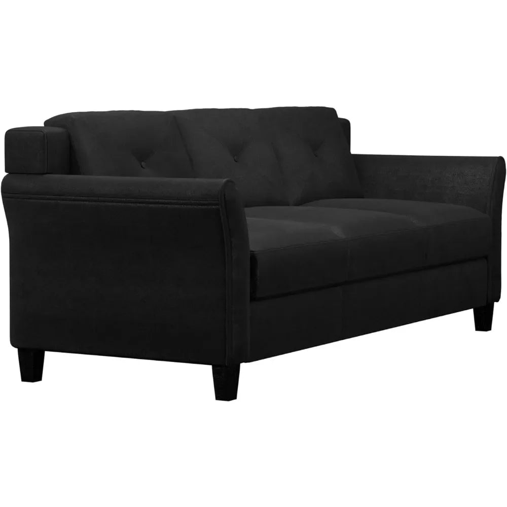 Canapé Harrington, noir, 31,5" P x 78,7" L x 32,7" H, doux, confortable et atmosphérique, convient au salon, à la chambre, au bureau