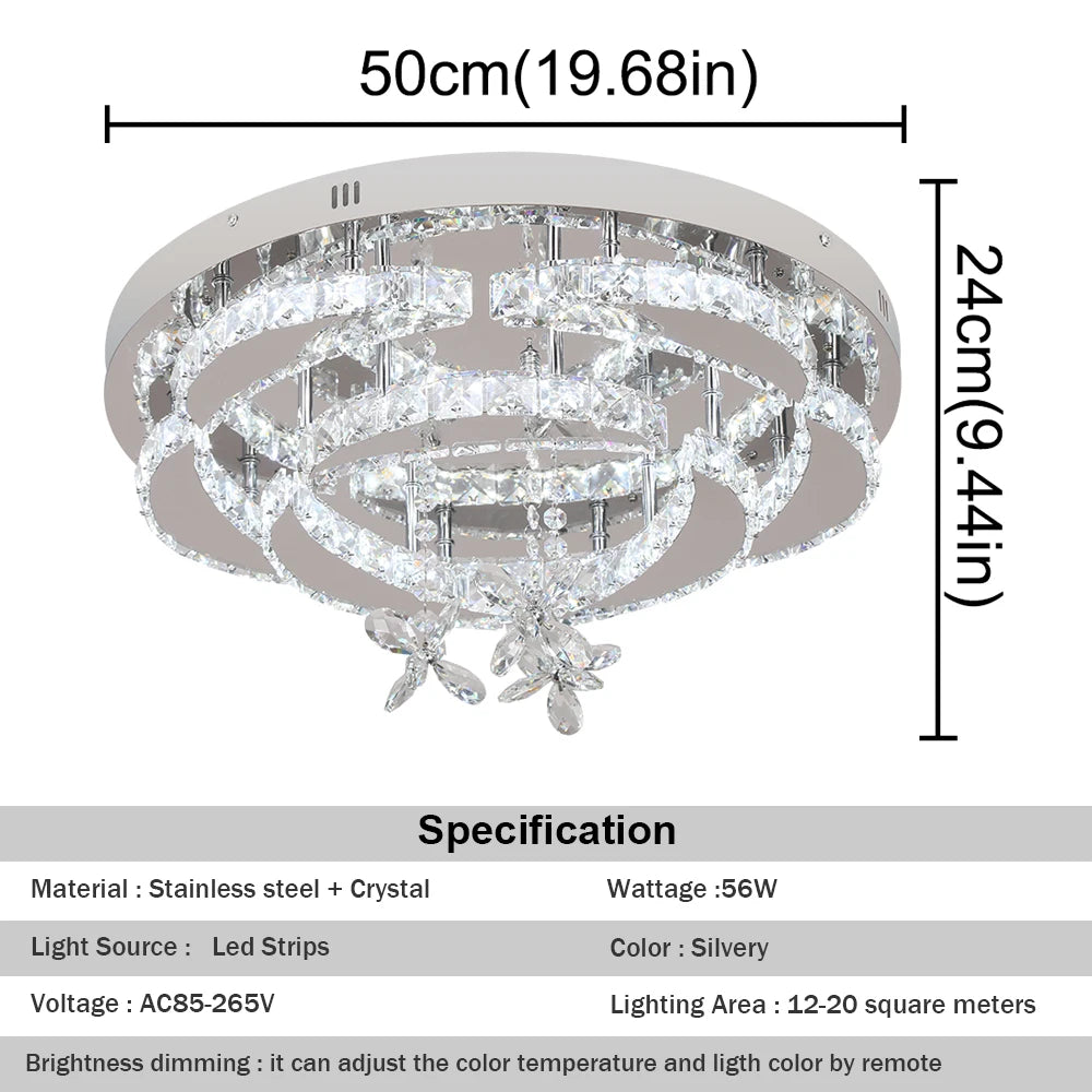 Luxury K9 Crystal Chandelier Modern Ceiling Lamp Led Living Dining Room Decor Pendant Light Dimmable Lustre Home Decor Fixture